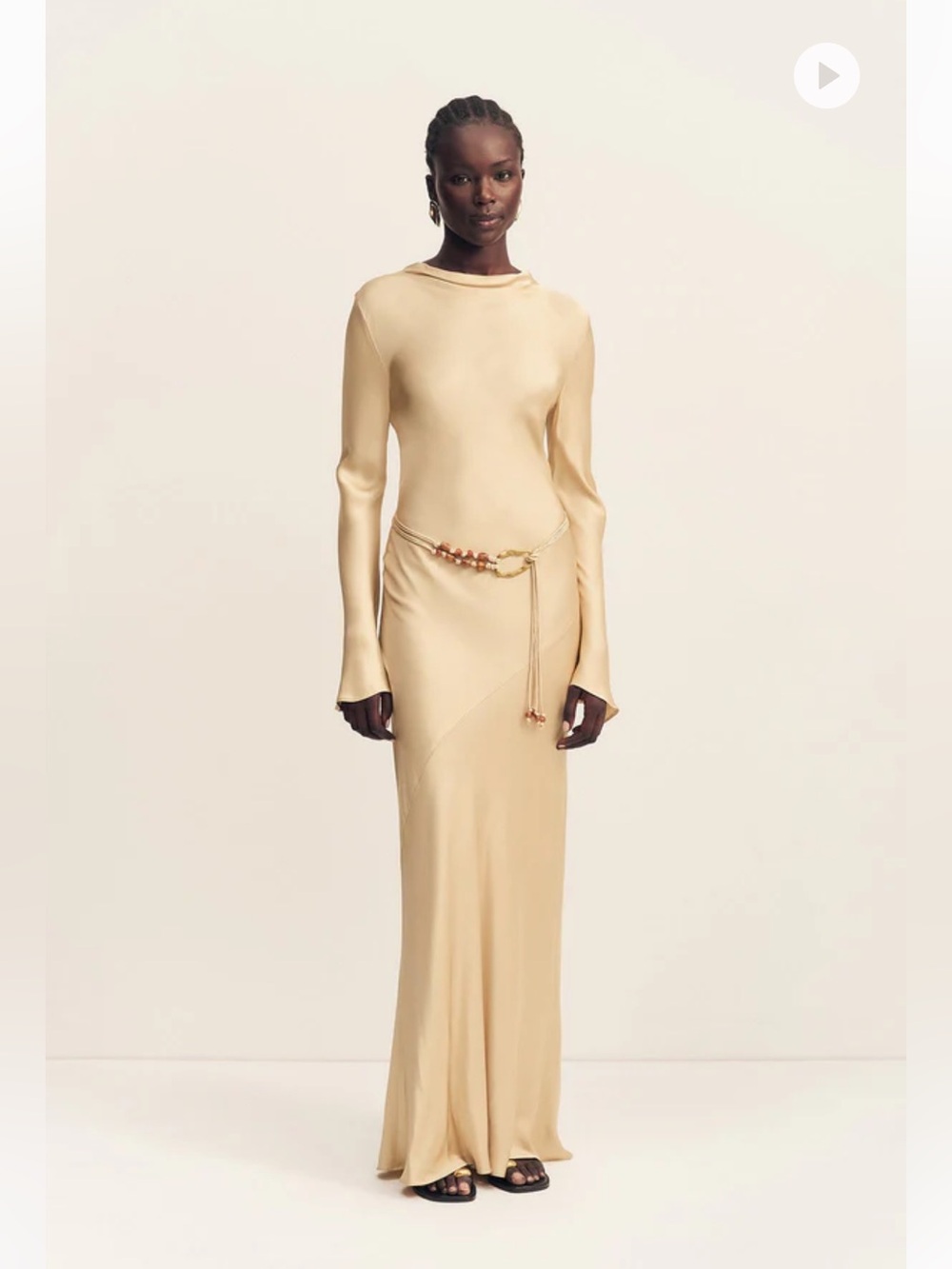 Shona Joy Agnes Long Sleeve Maxi Dress With Belt - Oat